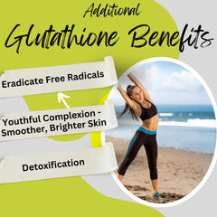 Liposomal glutathione bottle being poured for convenient daily use.
