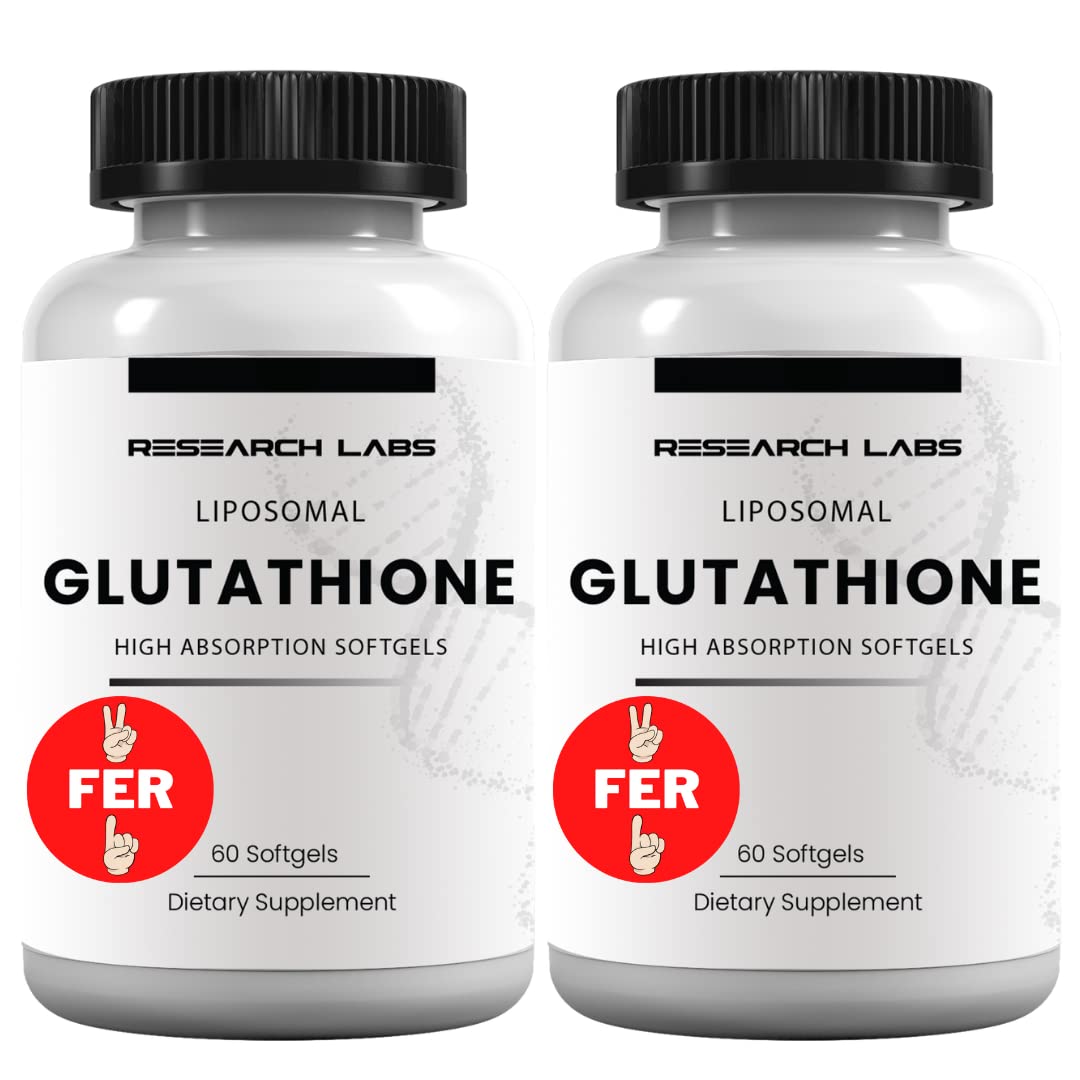 Research Labs Liposomal Glutathione bottle highlighting enhanced absorption potential.