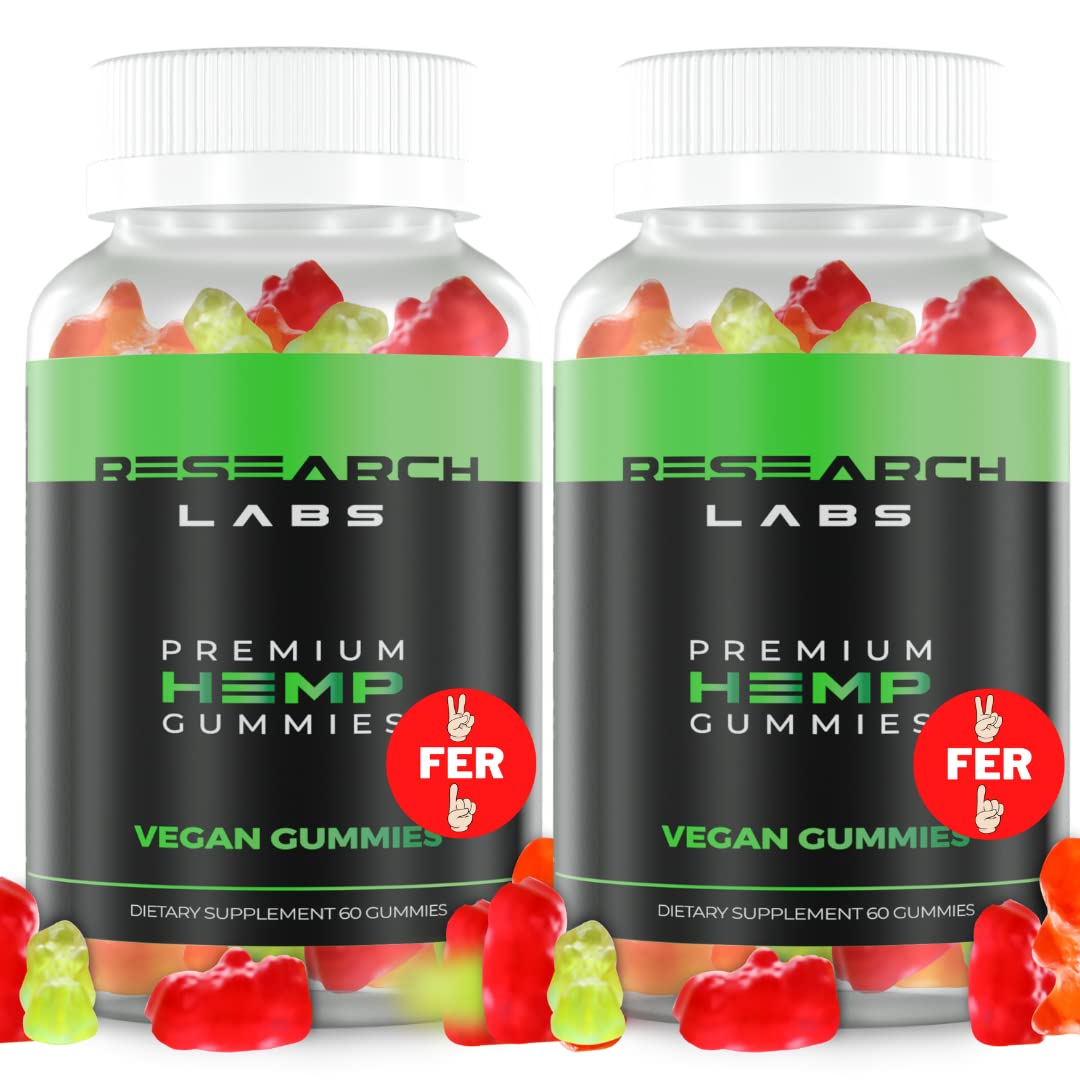 Research Labs premium hemp gummies bottle ready for daily calm and relief.