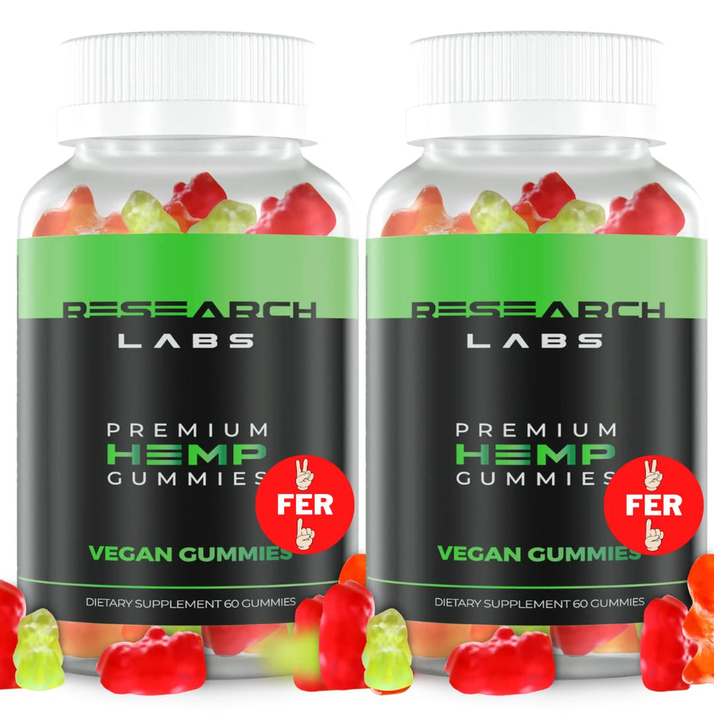 Research Labs premium hemp gummies bottle ready for daily calm and relief.