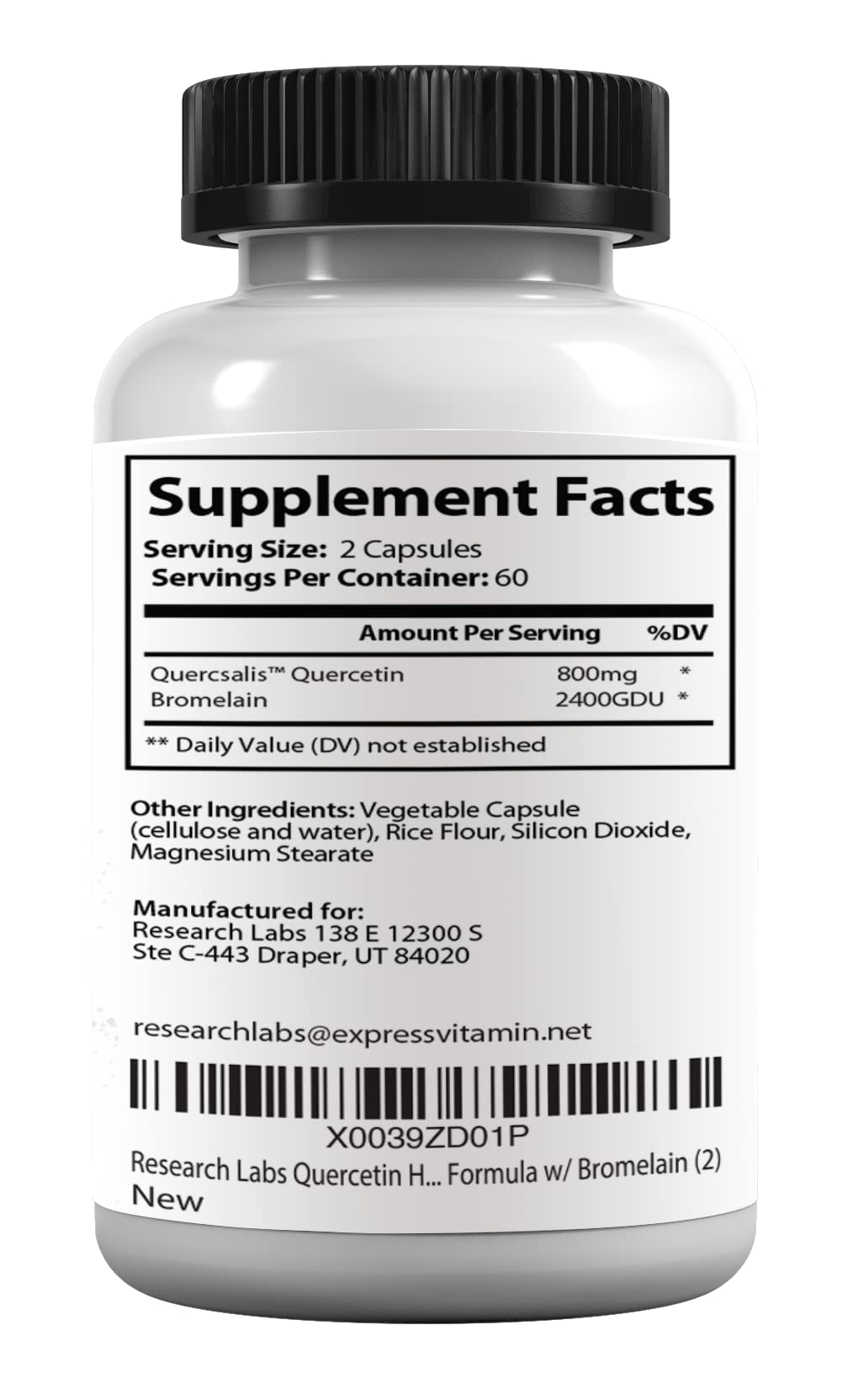 Research Labs Quercetin High Absorption bottle with glass of water