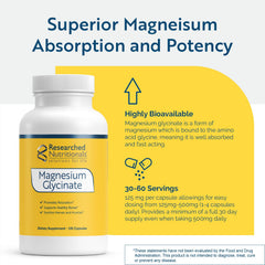 Label view with 125 mg per capsule and 120-count bottle from Researched Nutritionals