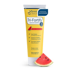 Researched Nutritionals Tri-Fortify glutathione liquid bottle for easy daily use.