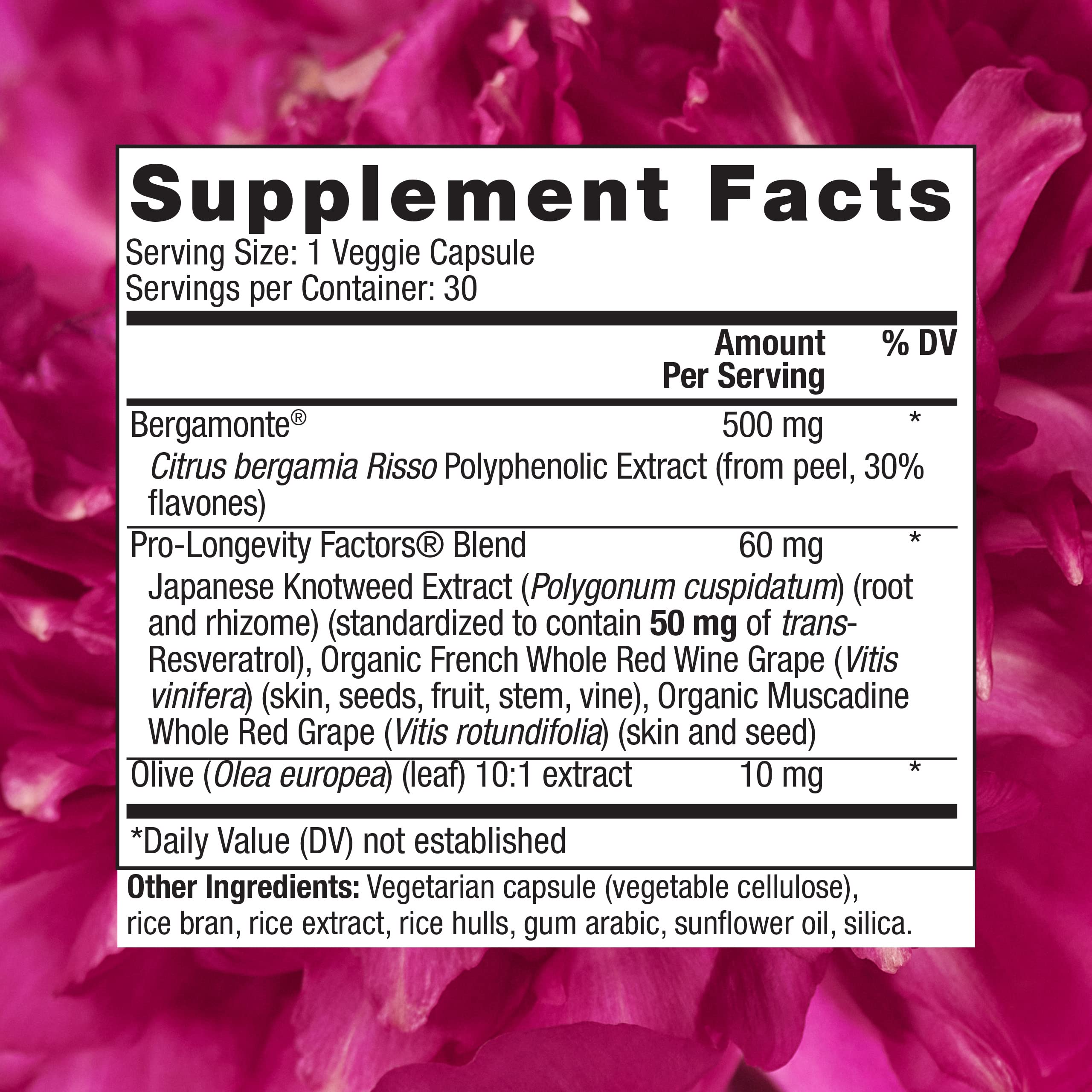 Reserveage Beauty Resveratrol capsules, highlighting a vegan, non-GMO cardio-support option.