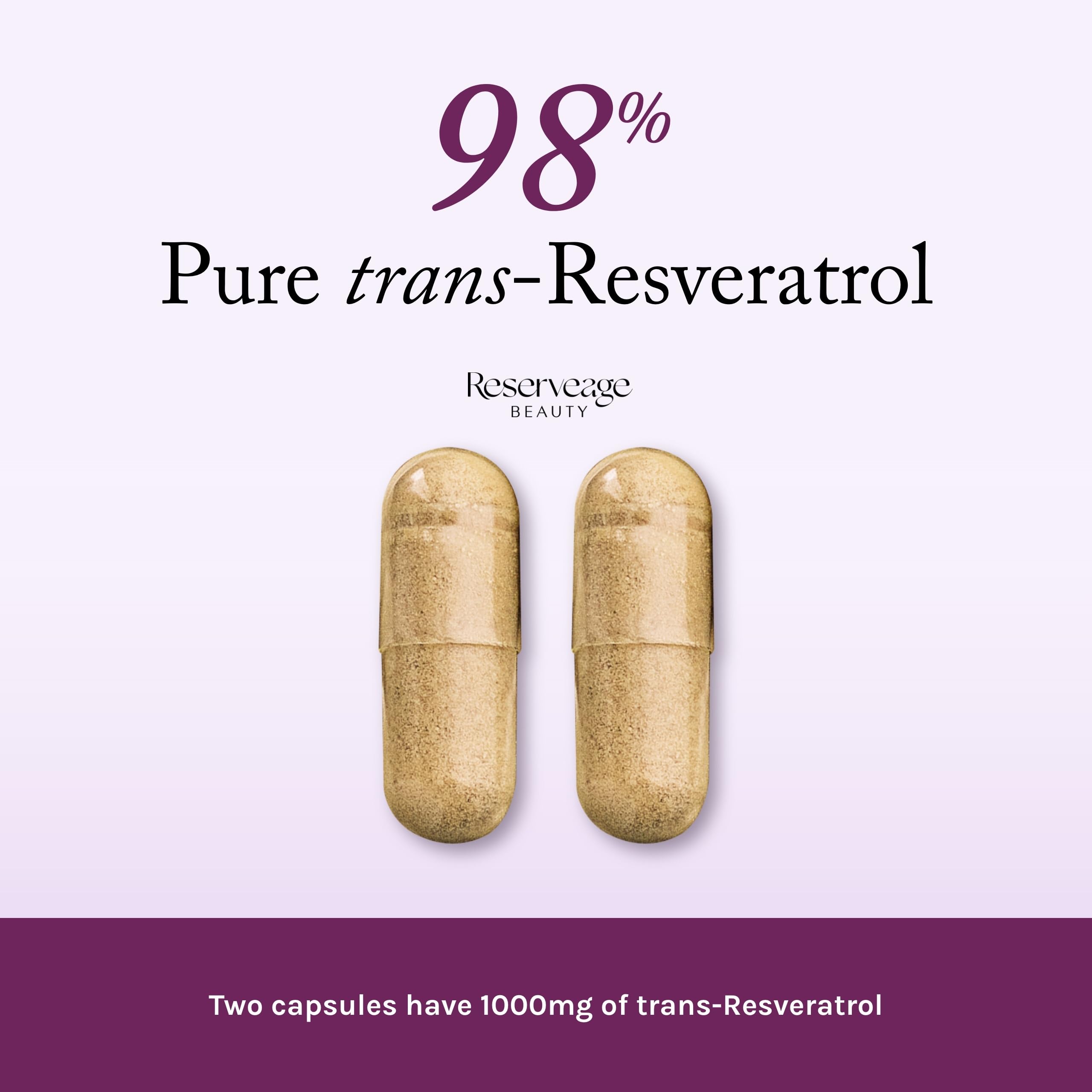 Reserveage Resveratrol veggie capsules ready for keto and paleo lifestyles.