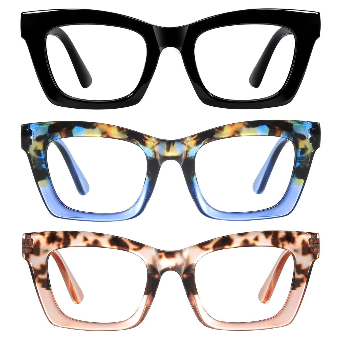 Resjok Oprah Reading Glasses front view with blue light blocking frames for eye comfort.