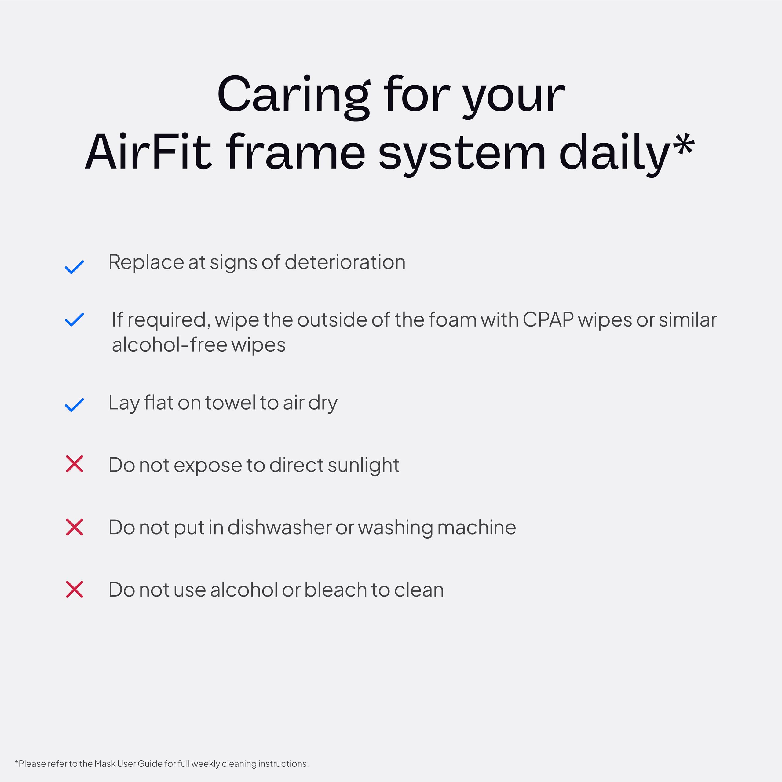 ResMed AirFit P10 frame shown without headgear for compatibility.