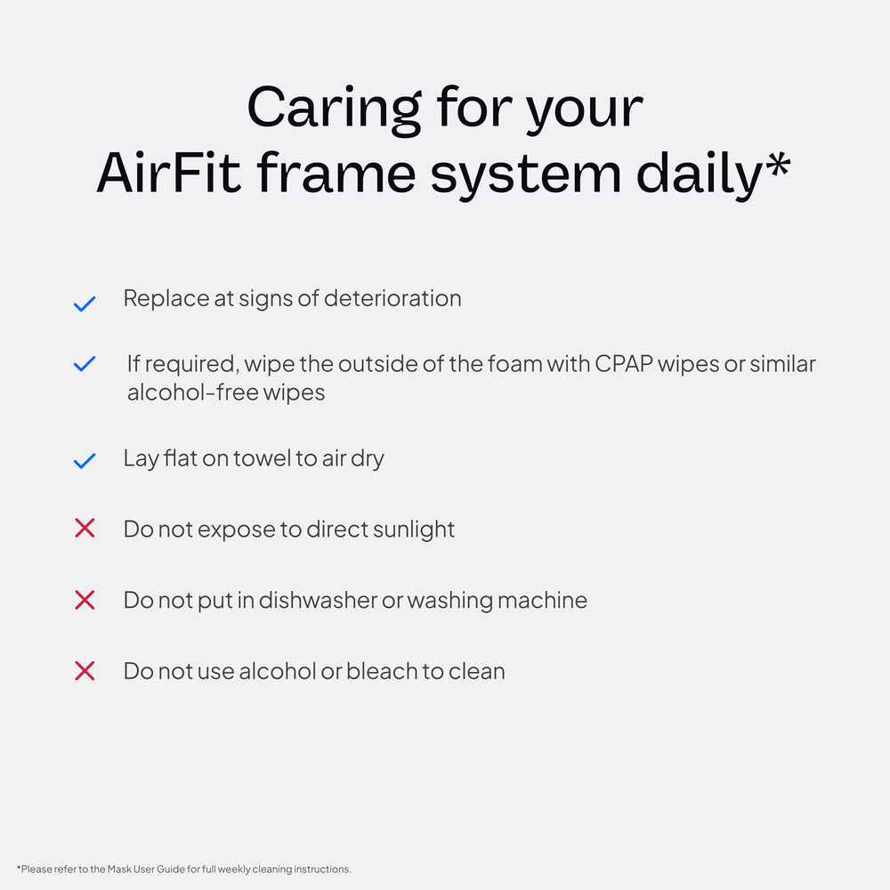 ResMed AirFit P10 frame shown without headgear for compatibility.