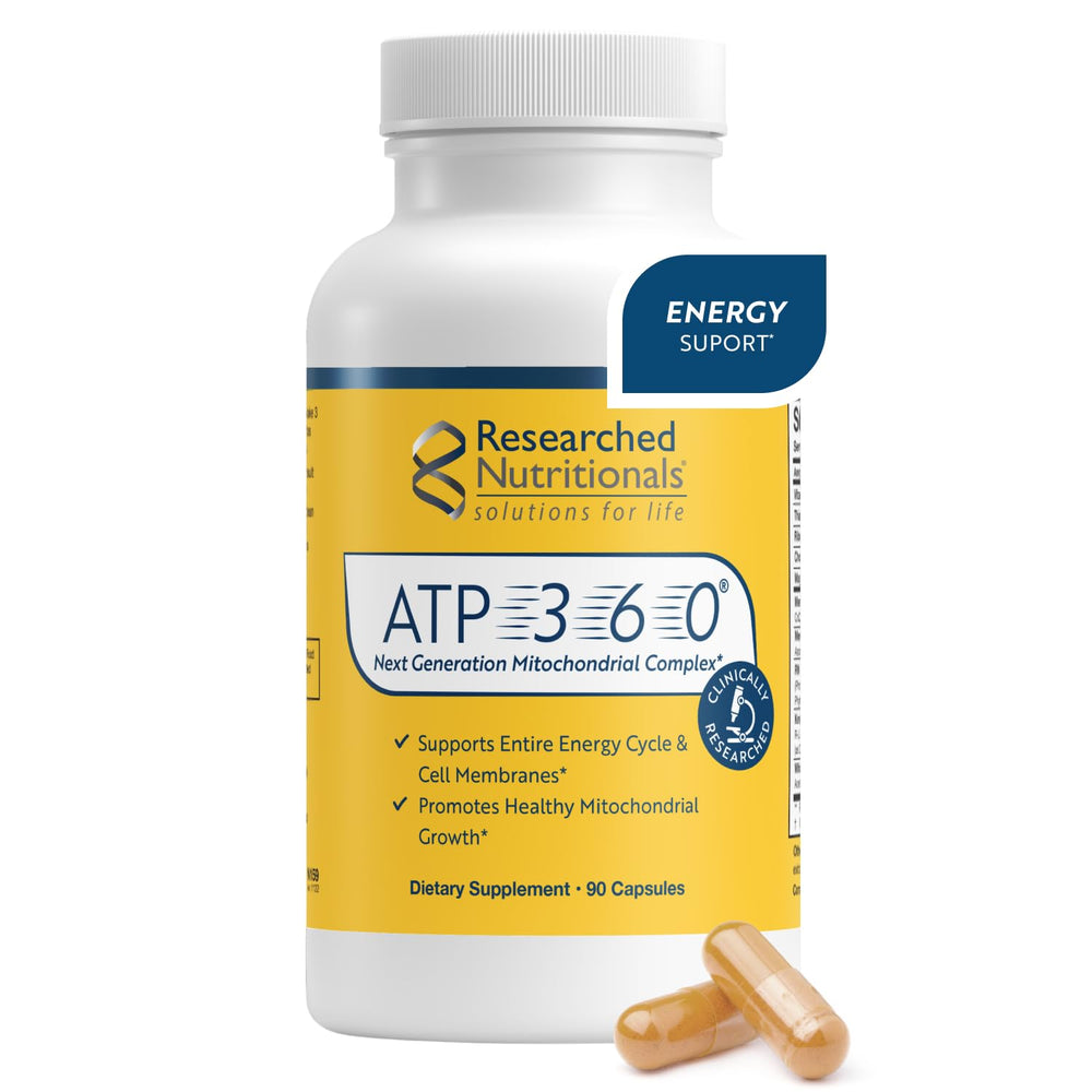 Researched Nutritionals ATP 360 bottle for convenient daily energy support