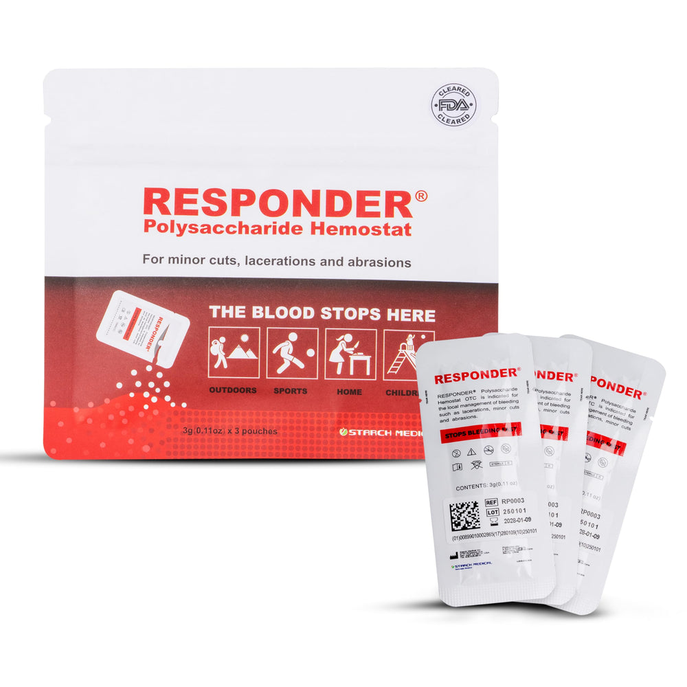 Responder first aid powder compact 3g pack for quick bleeding control in kits