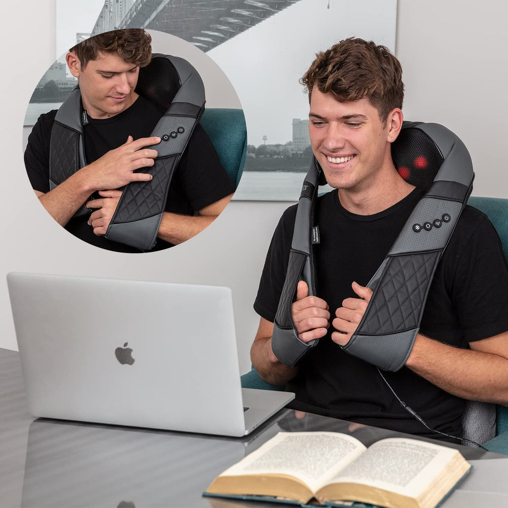 RESTECK four-button control for customizable heat and stimulation.