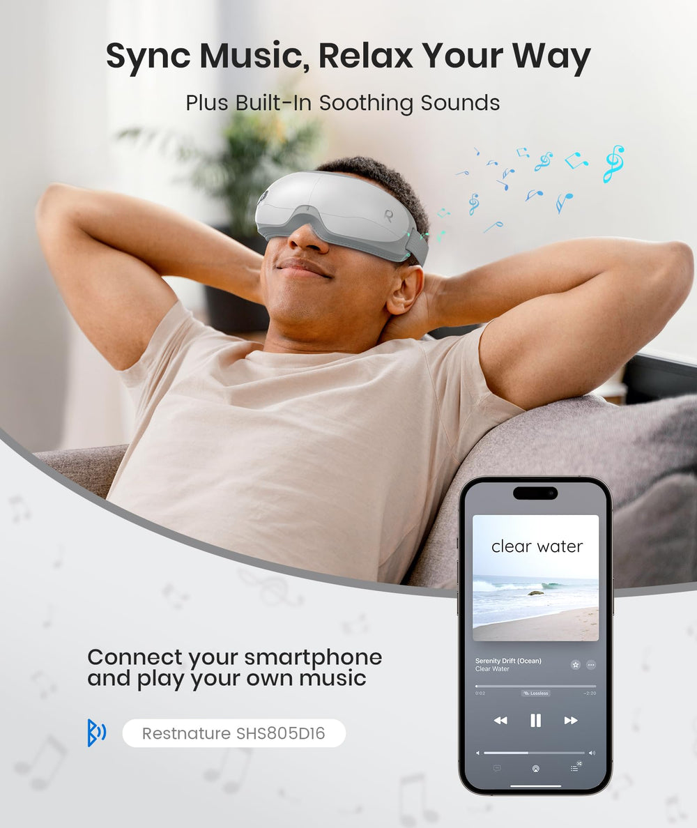 Restnature eye massager with one-button control for easy operation.