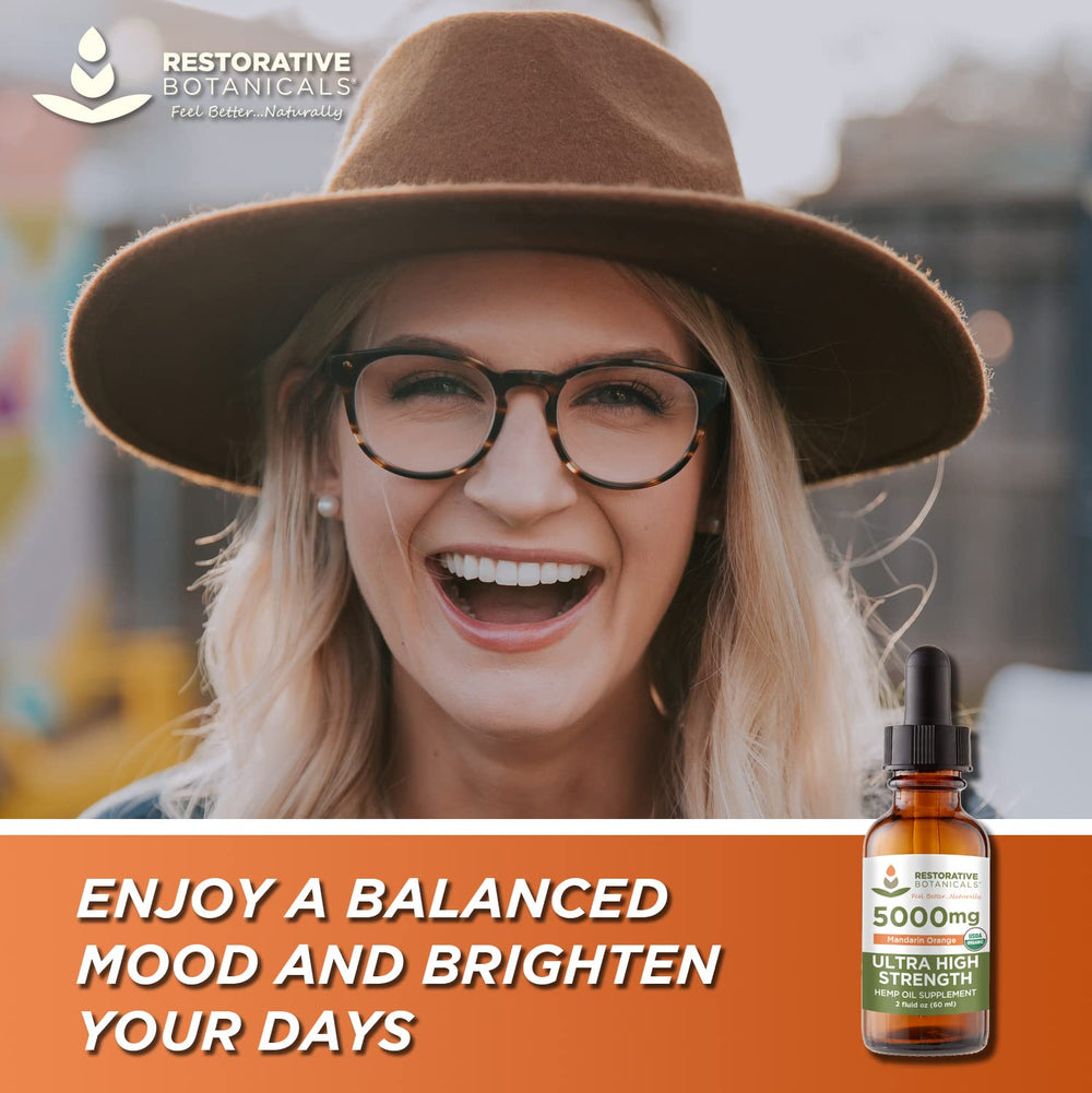 Restorative Botanicals 2oz packaging shows USDA Organic seal.