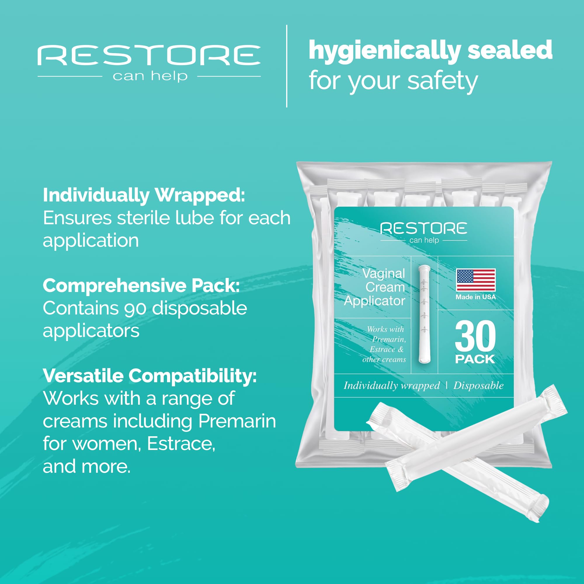 Restore Can Help comfort-tip threaded applicator shown for smooth insertion.