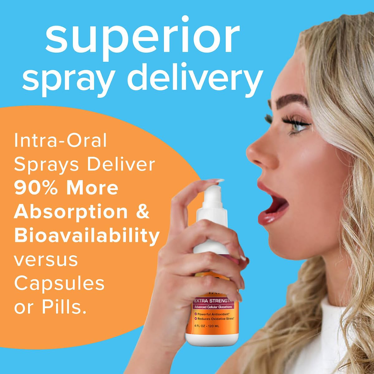 Results RNA ACG Glutathione spray label on a 2 oz bottle for easy dosing.