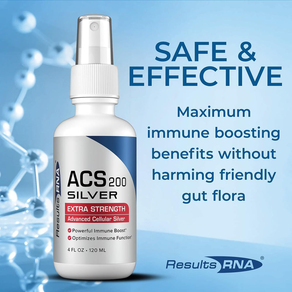 Hand holding Results RNA ACS 200 Silver bottle for on-the-go.