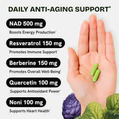 Resurrected Health two-pack NAD bottle display showing convenience.