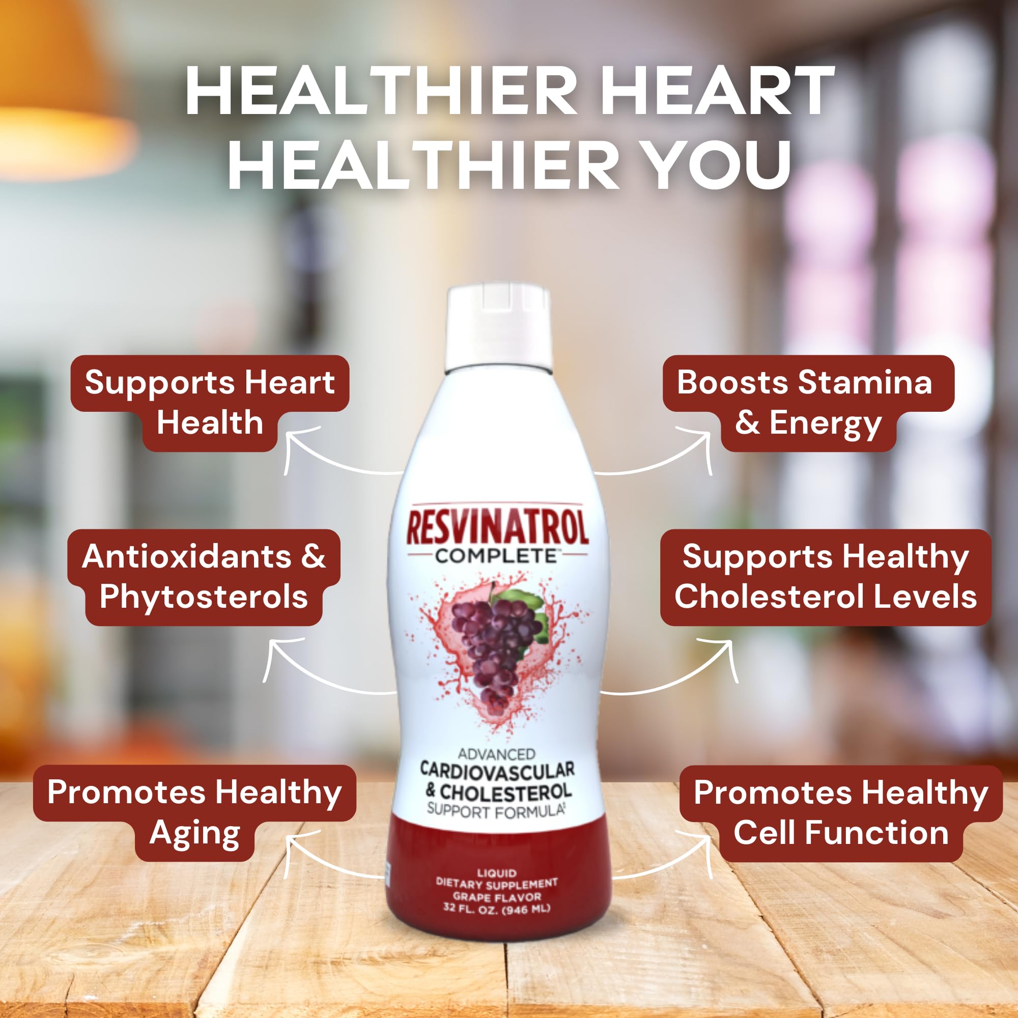 Resvinatrol Complete energy visual depicting CoQ10 and omega-3 supporting cellular energy