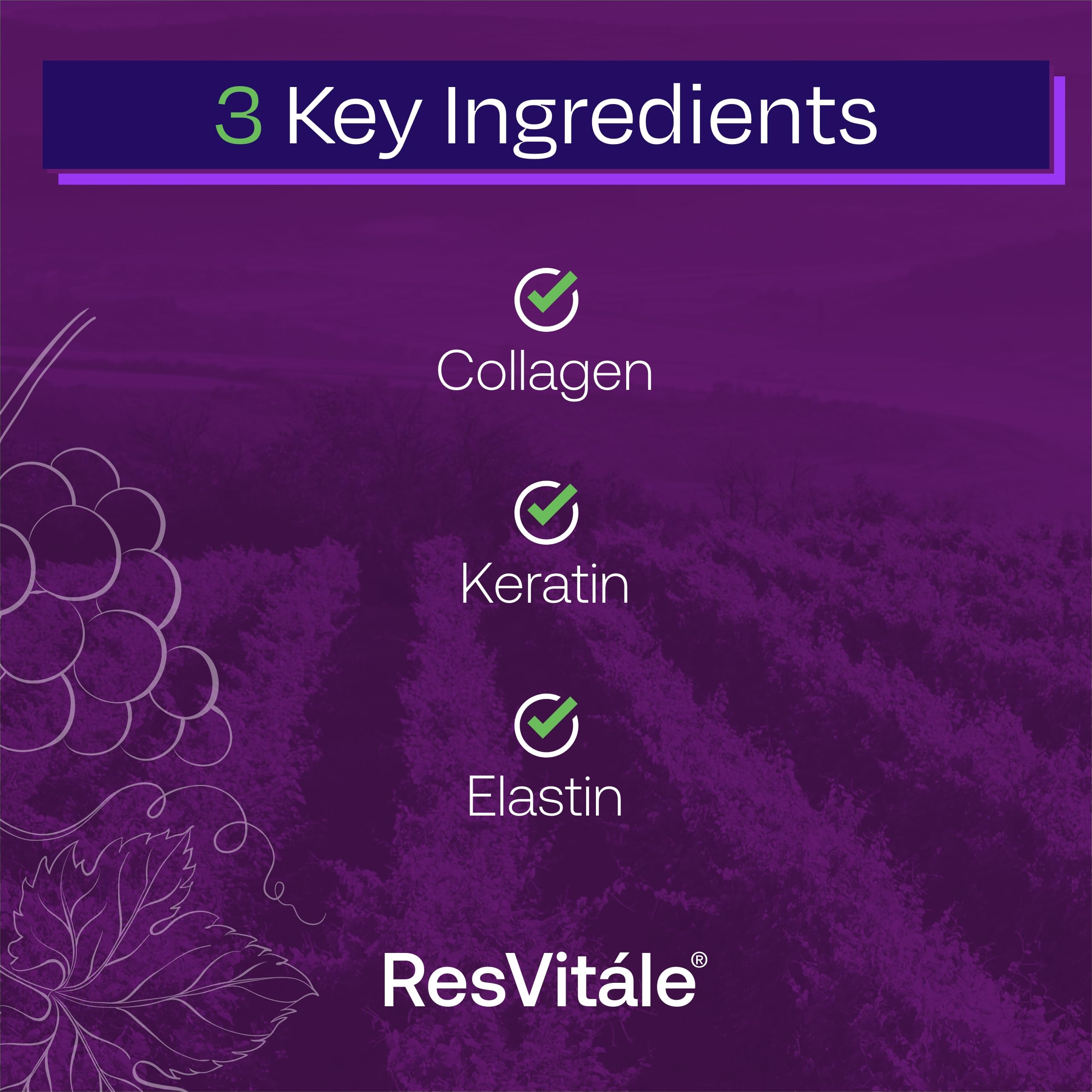 ResVitale Beauty3 label details highlighting collagen and biotin
