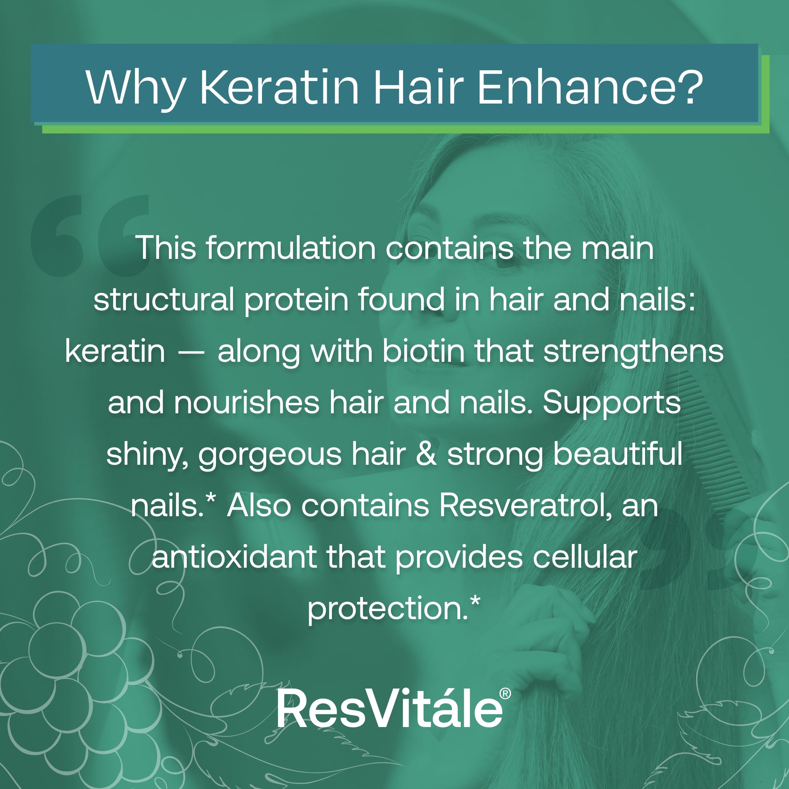 Close-up of skin and nails with ResVitale biotin and keratin benefits