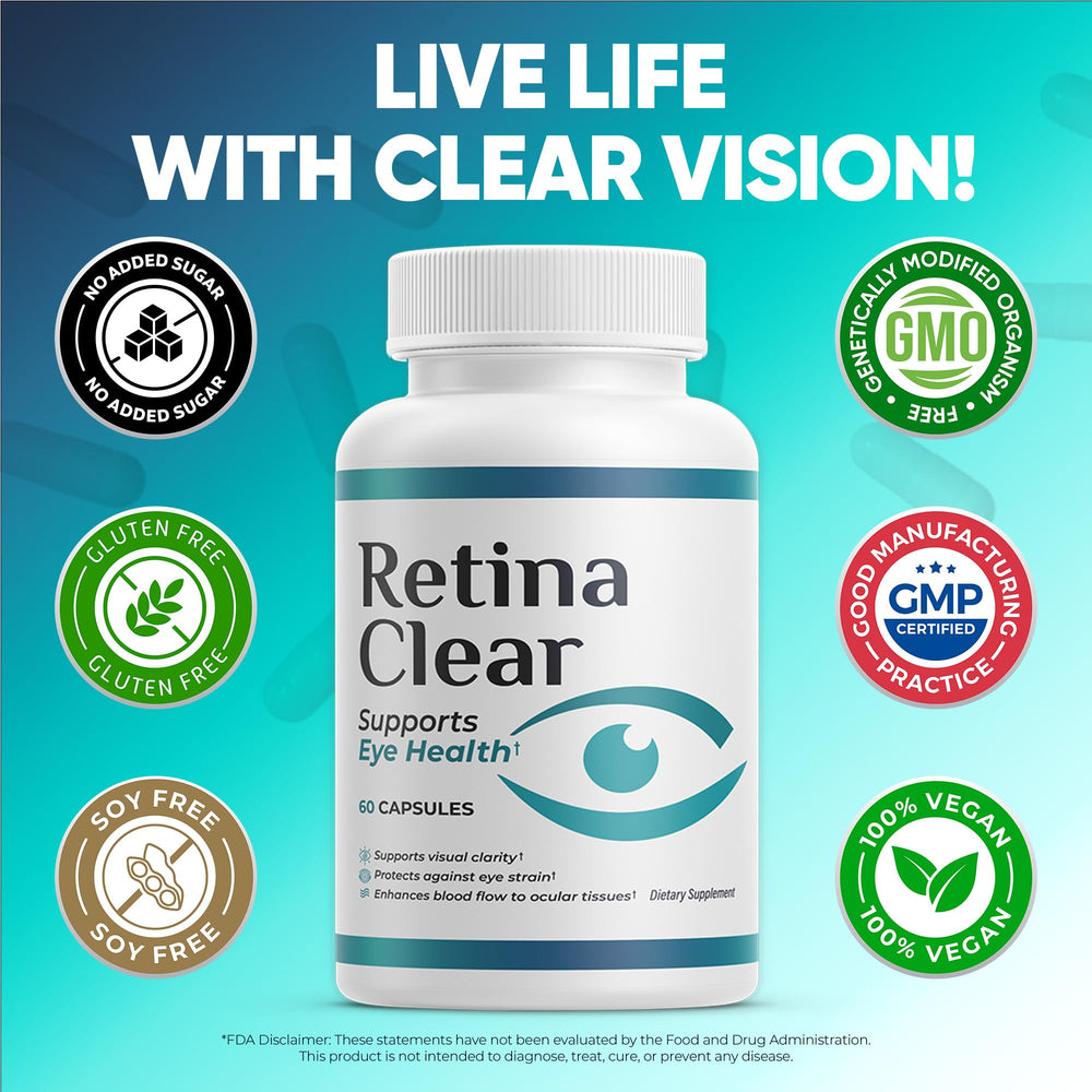 Retina Clear bottle pour demonstrates easy daily dosing with water.