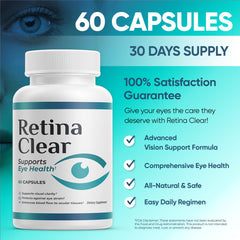 Retina Clear capsules close-up highlighting a smooth, daily supplement.