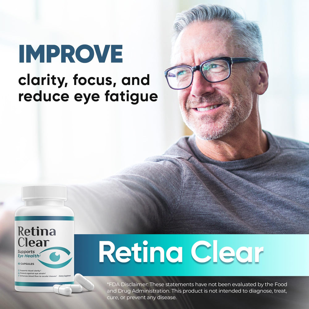 Retina Clear vitamins minerals panel featuring Vitamin A and Zinc for ocular resilience.