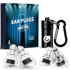 Reure high fidelity ear plugs at a concert preserving sound clarity
