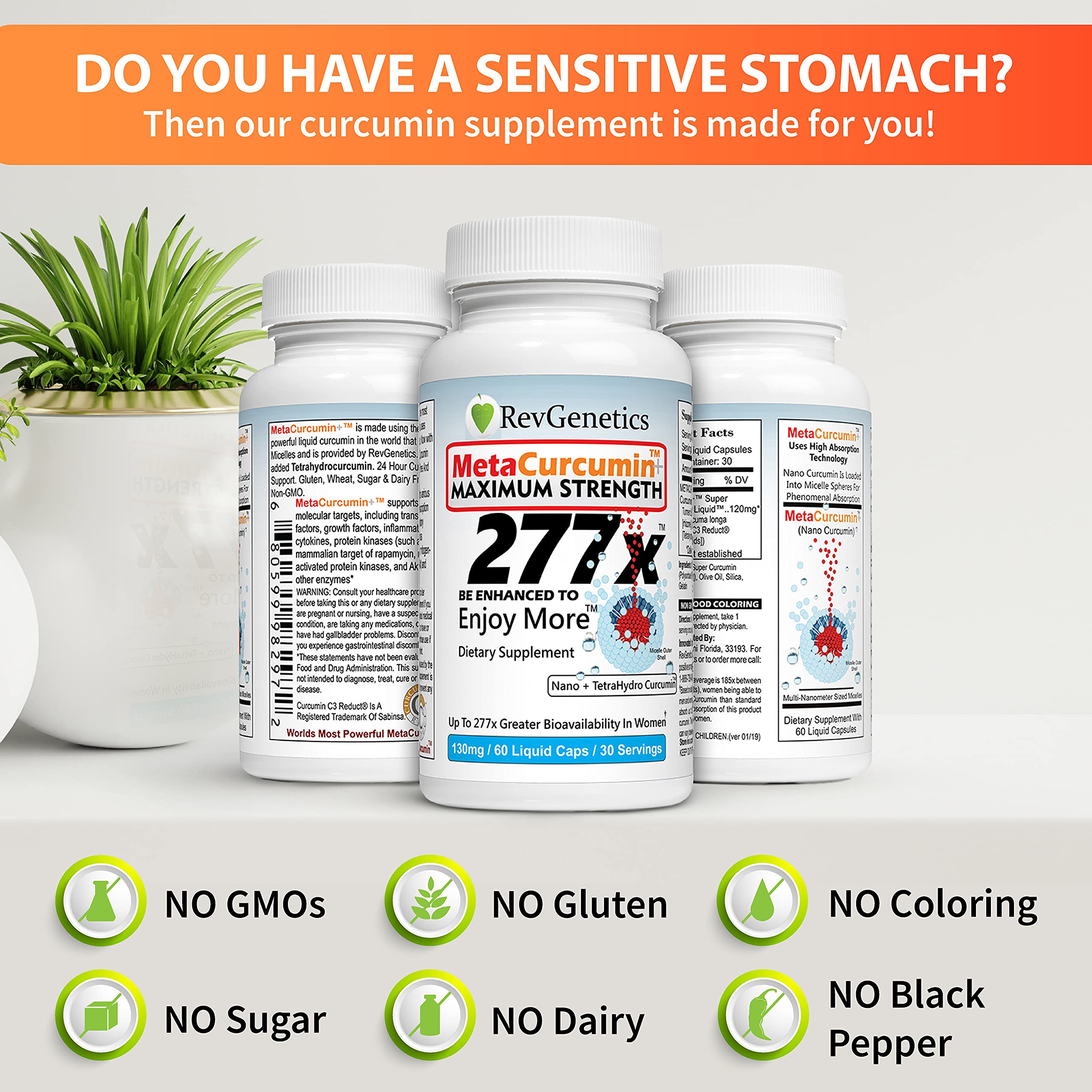 REVGENETICS MetaCurcumin ingredient panel highlighting potency.
