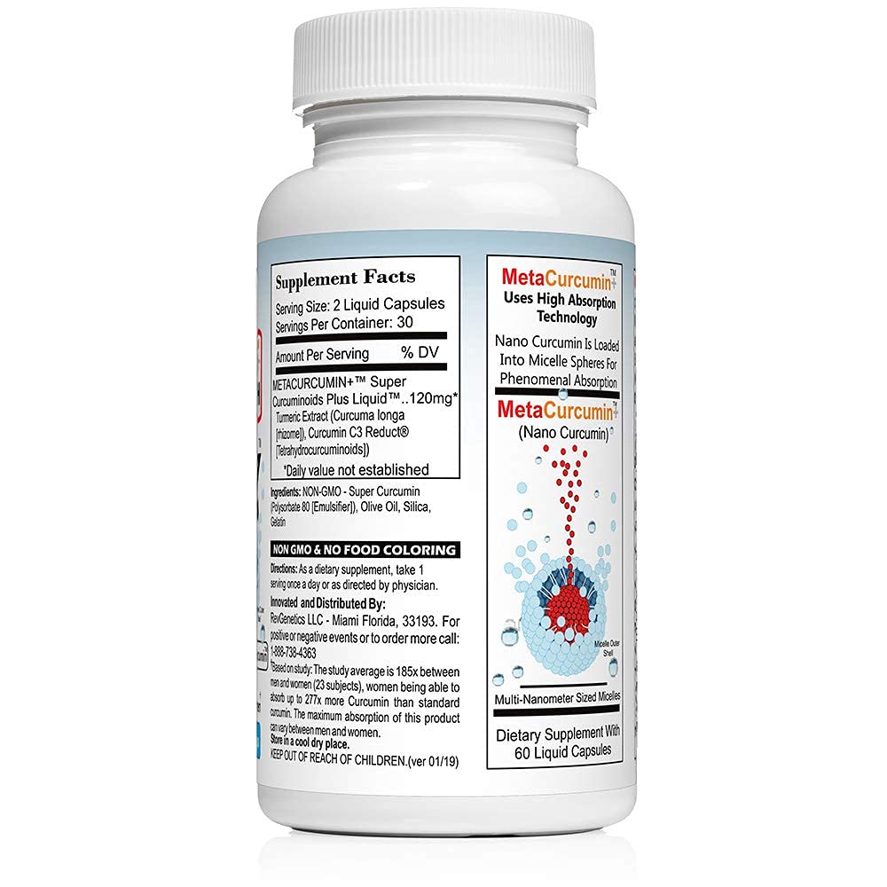REVGENETICS MetaCurcumin packaging artwork signaling premium quality.