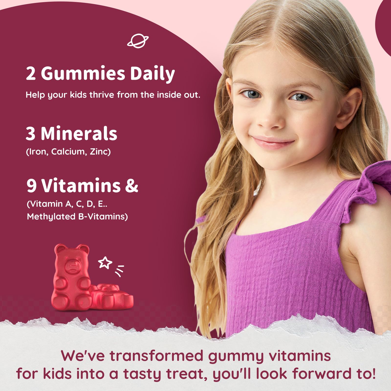 Close-up of chewy texture of ReviNutra iron gummies for kids