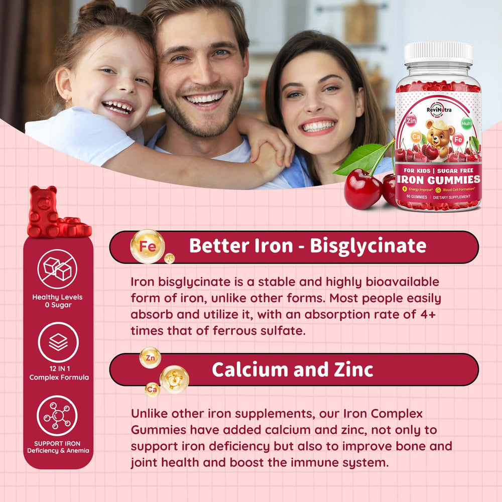 ReviNutra calcium zinc formula graphic for bone and immune support.