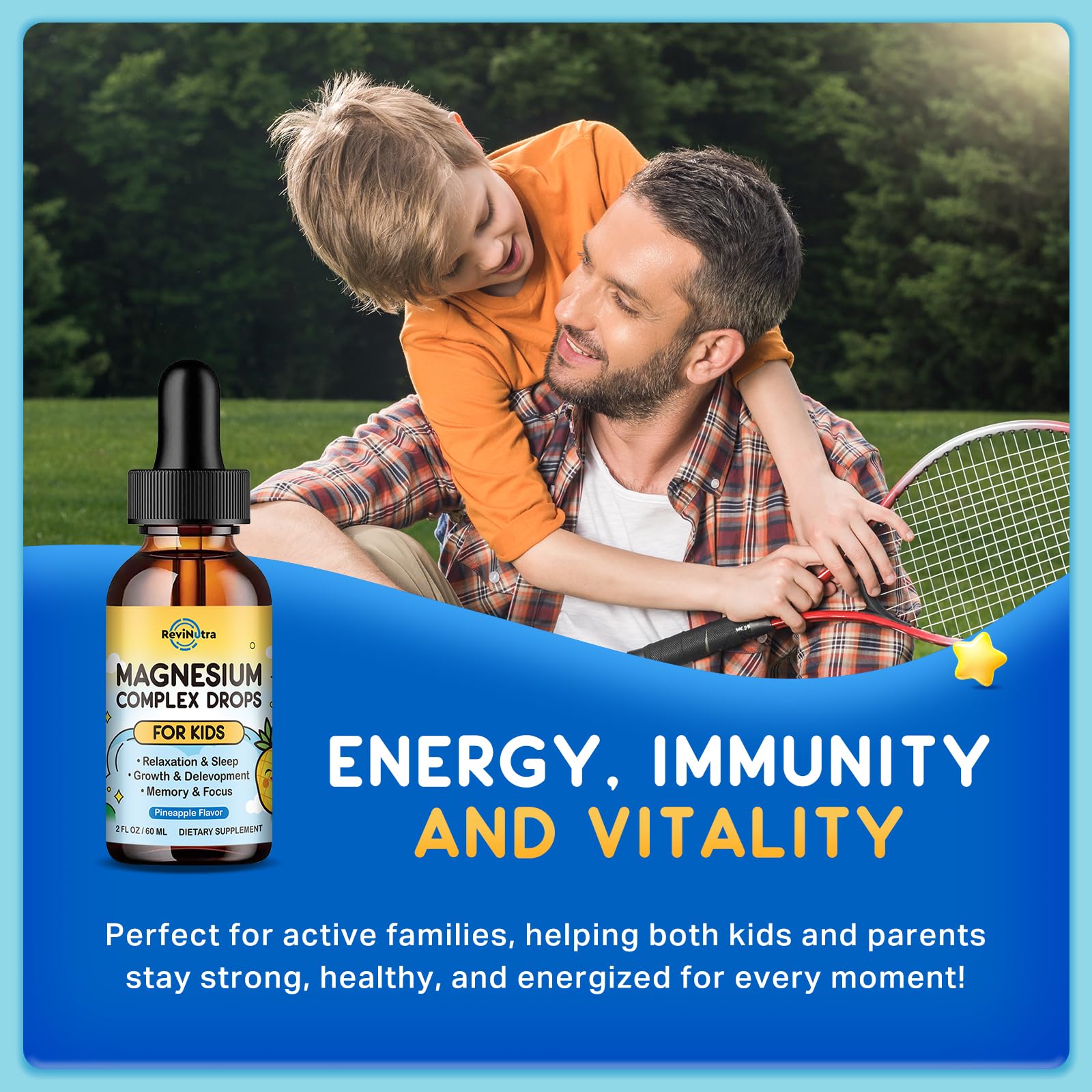 ReviNutra Bones and muscles graphic beside bottle illustrating nutrient support