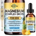 ReviNutra Kids Magnesium Liquid Drops – Pineapple Flavor, Magnesium Glycinate with L-Theanine, Calcium, Zinc, D3 & K2 for Sleep & Calm