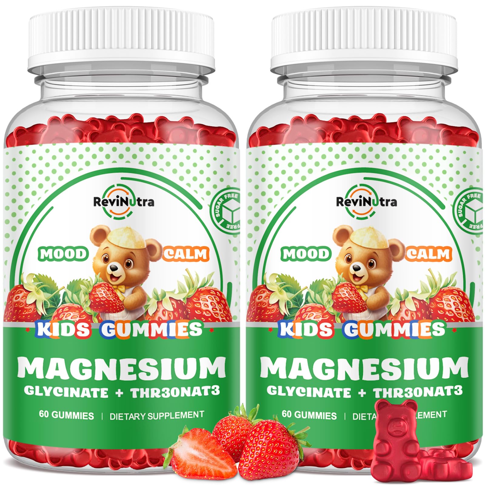 ReviNutra Magnesium Complex Gummies bottle front for calm support.