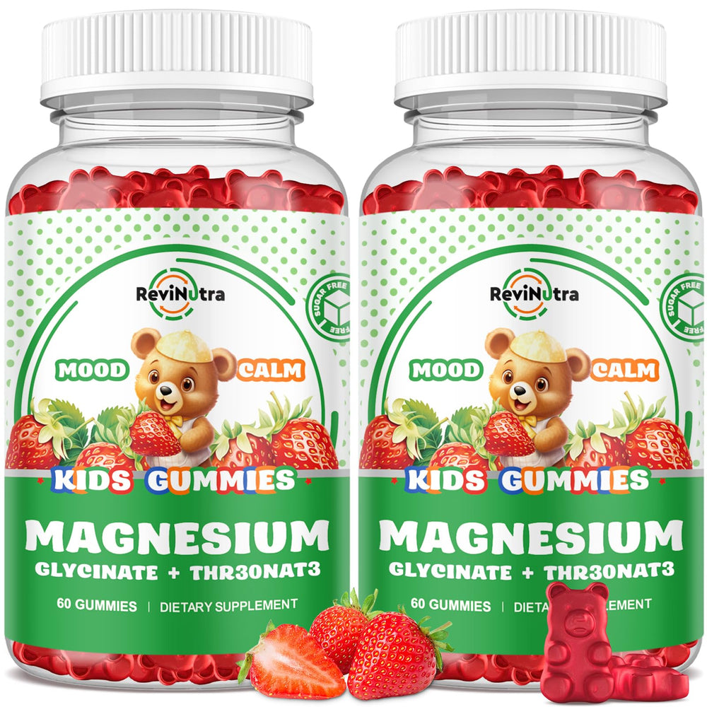 ReviNutra Magnesium Complex Gummies bottle front for calm support.