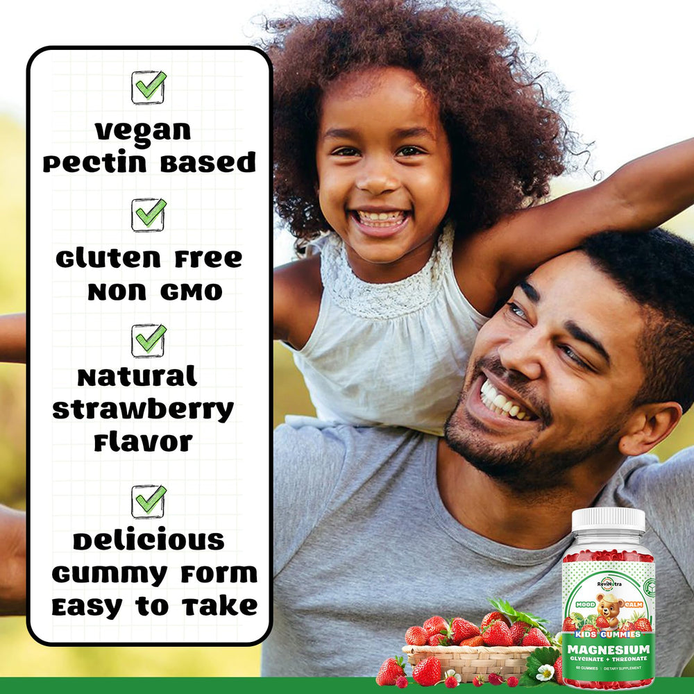 ReviNutra Magnesium Complex Gummies omega-3 bottle emphasizes brain support.