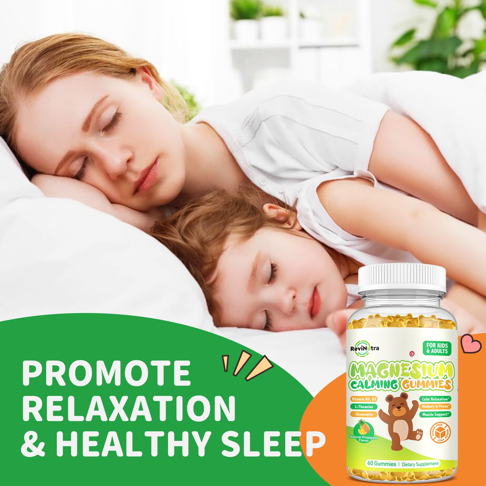 ReviNutra magnesium gummies in the storage tub for family use.