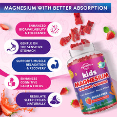 ReviNutra Magnesium Gummies with L-Theanine and chamomile promote relaxation.