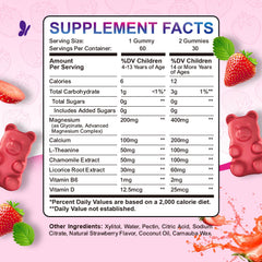 ReviNutra Magnesium Gummies strawberry bite on label for strong bones.