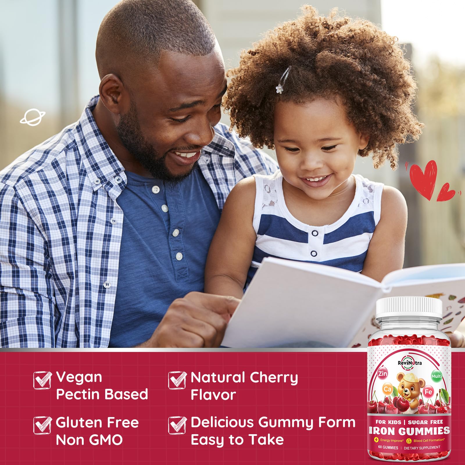 ReviNutra vitamin D3 icon emphasizing immune and bone health for kids.