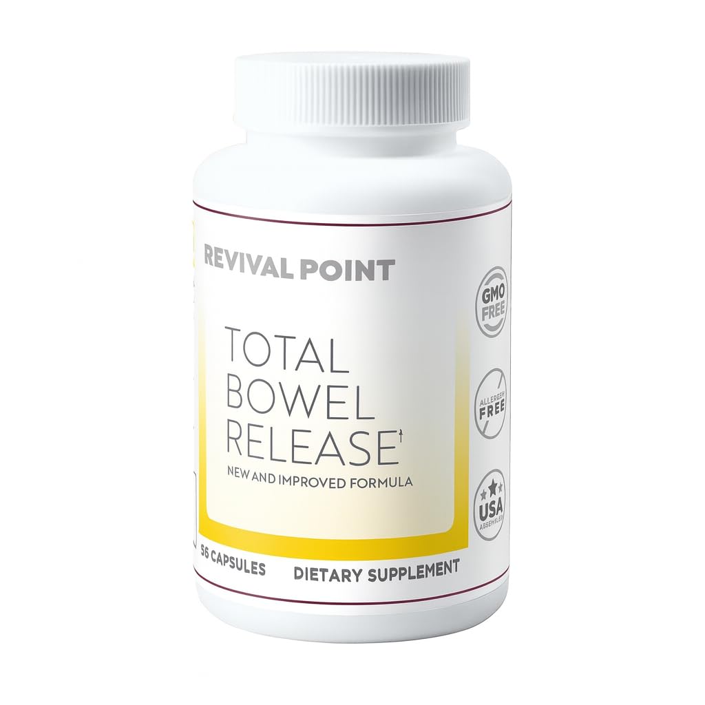 Revival Point Total Bowel Release bottle ready for daily use to relieve bloating