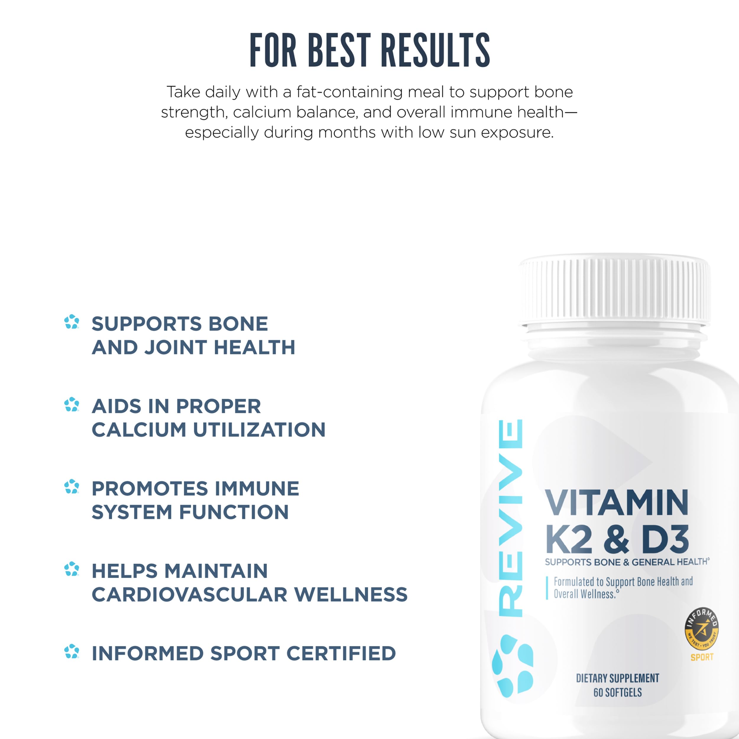 Revive MD bottle tilted for an easy daily routine