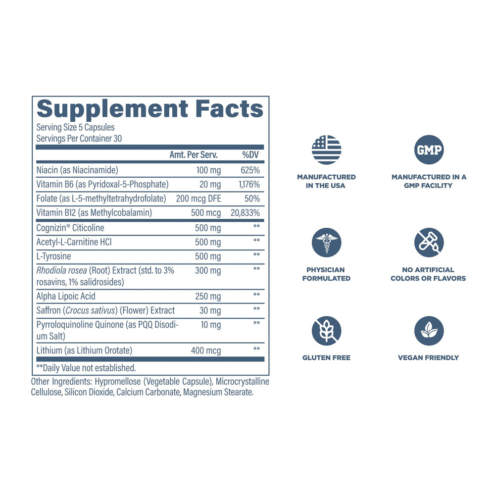 Serving guide with Revive MD Brain capsules supports a morning routine.