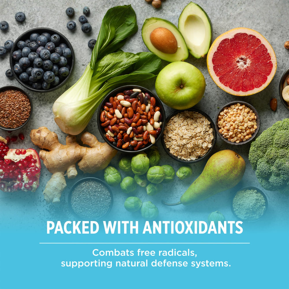 Revive MD Daily Green Powder Fresh Berry nutrition panel highlights vitamins and minerals.