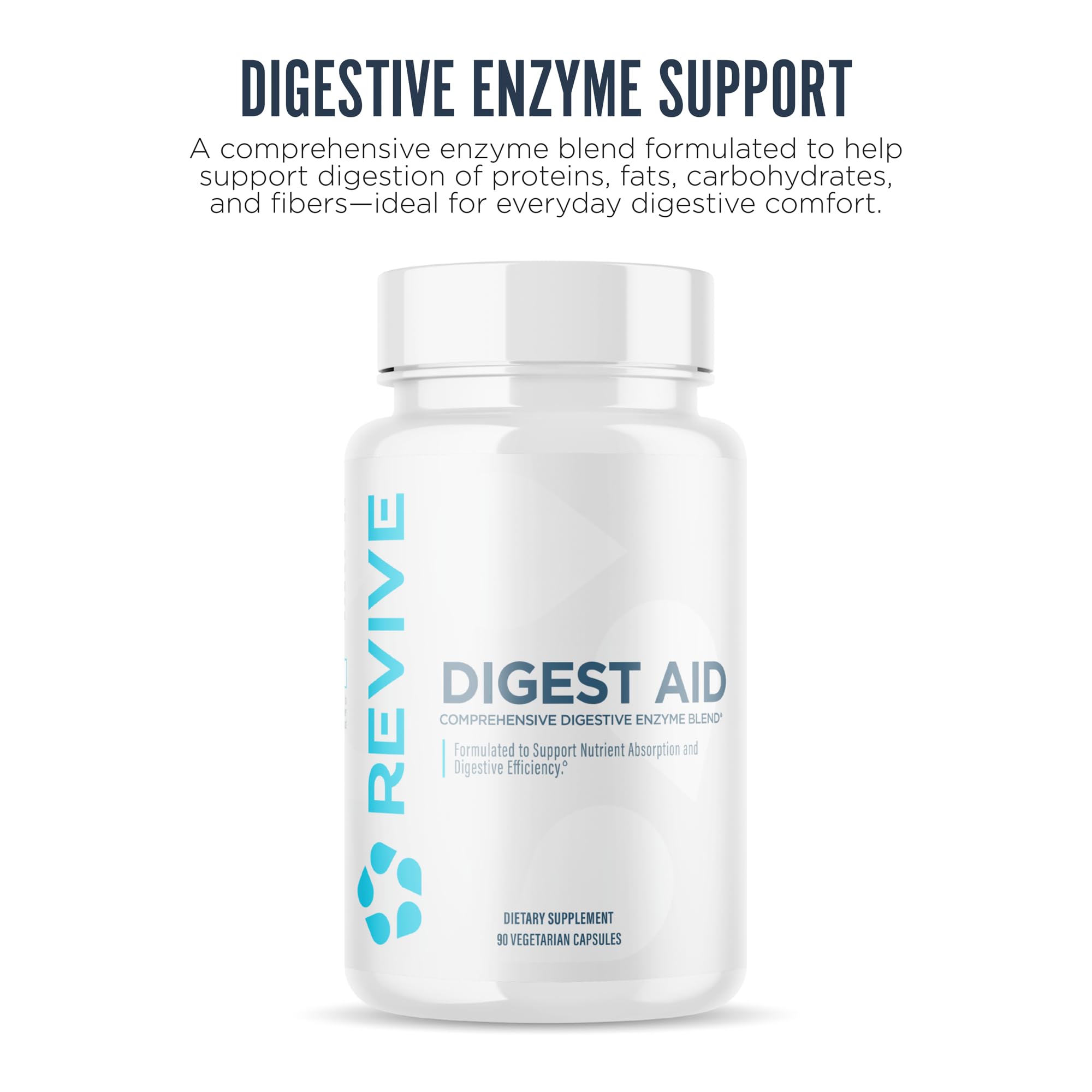 Revive MD Digest Aid bottle on a shelf highlighting natural digestive support.