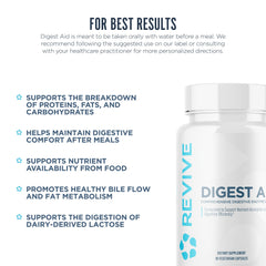 Revive MD Digest Aid probiotic and prebiotic blend promoting gut balance.