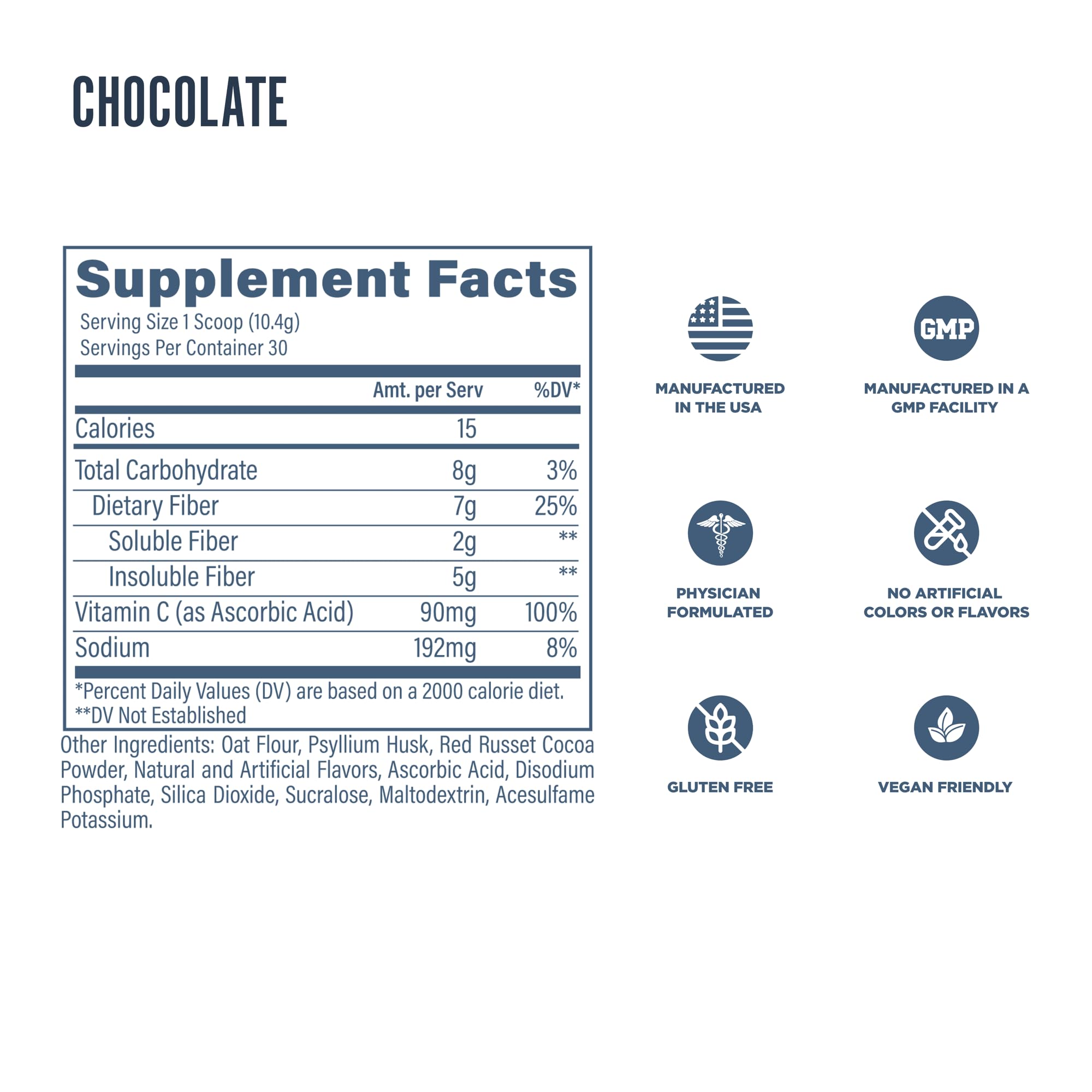 Revive MD Fiber chocolate shake beside a glass of water