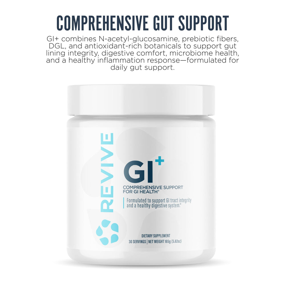 Revive MD GI Plus scoop in bowl ready to mix for daily digestive support.