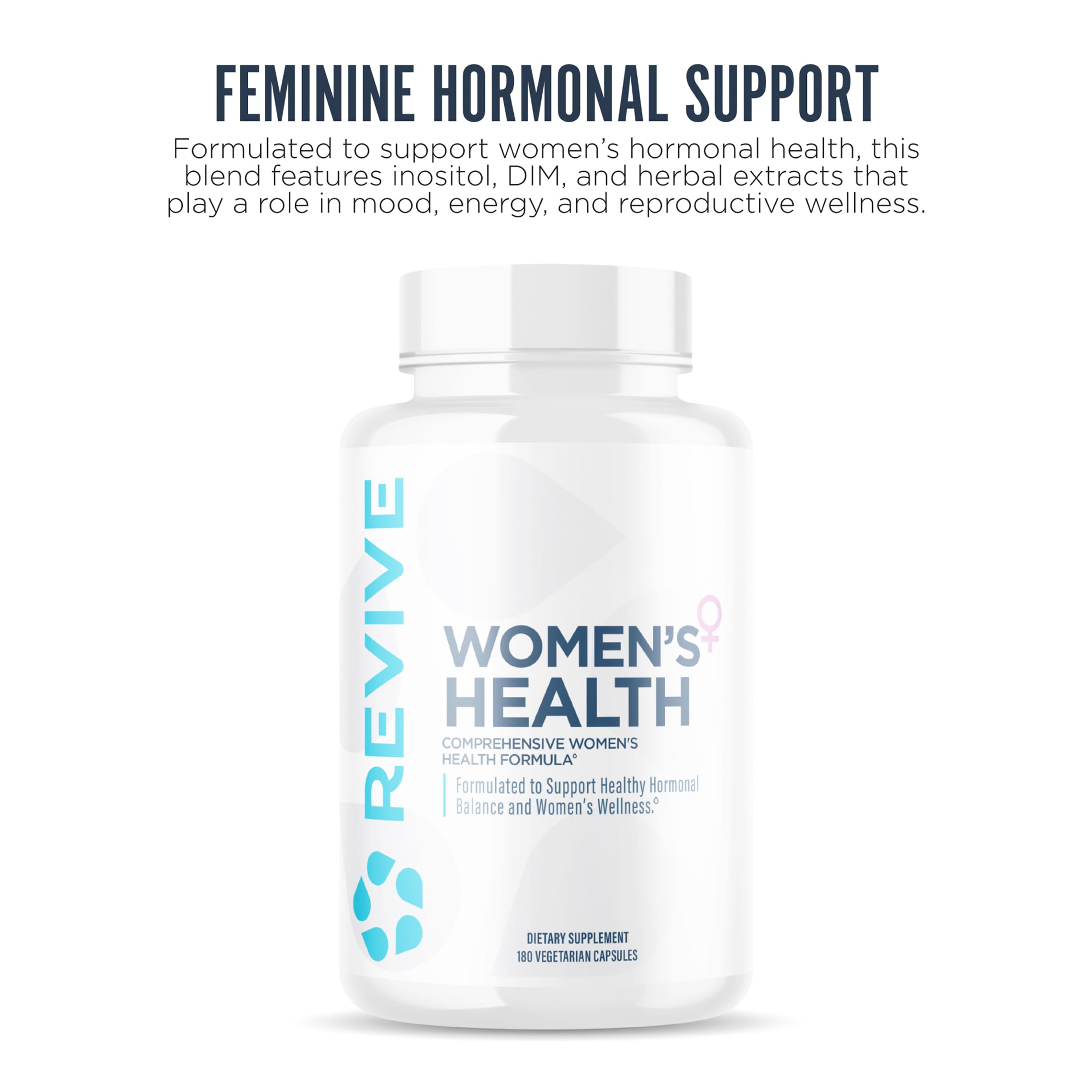 Close-up of Revive MD Hormone Balance capsules for daily use